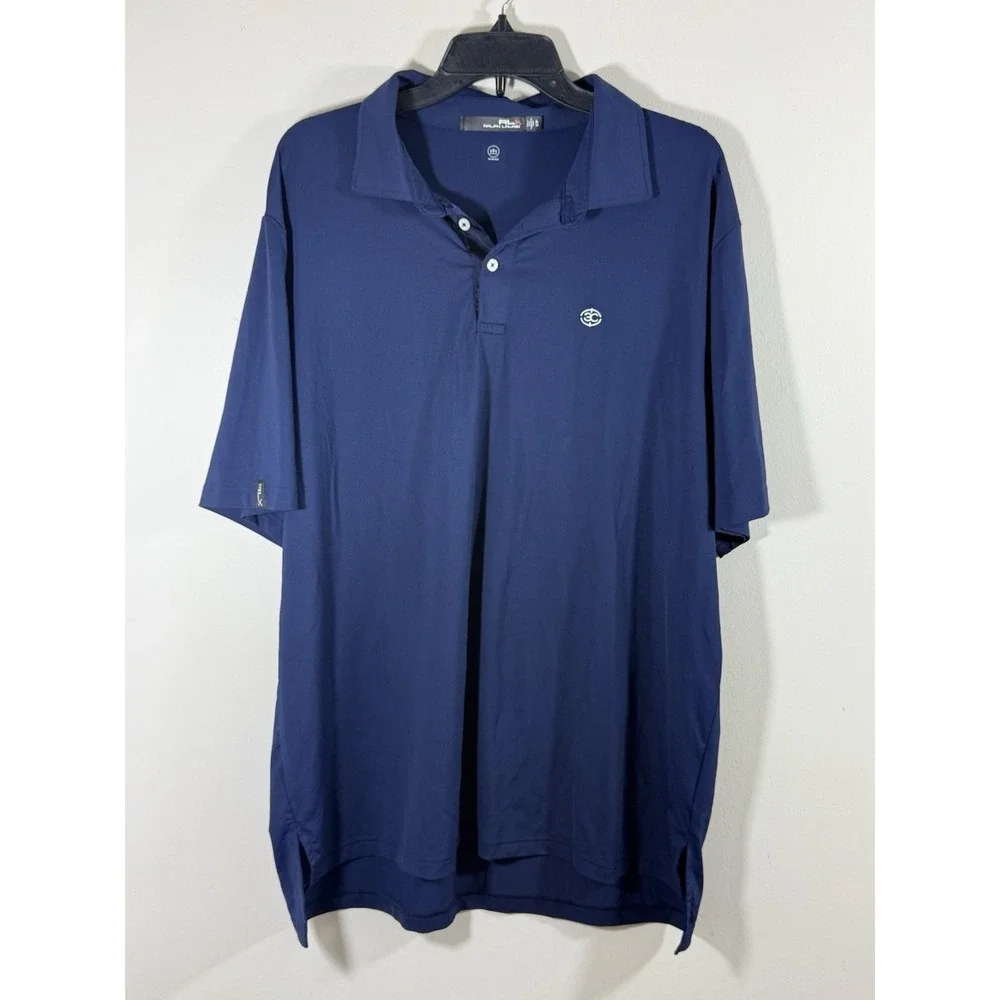 RLX Ralph Lauren Golf Polo Shirt Men's XL Blue Performance Wicking Stretch Logo